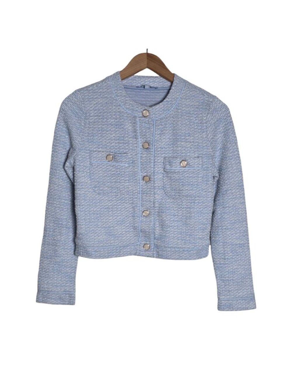 Women's - Antonio Melani Blue Knit Jacket, Size Small - Picture 2 of 8
